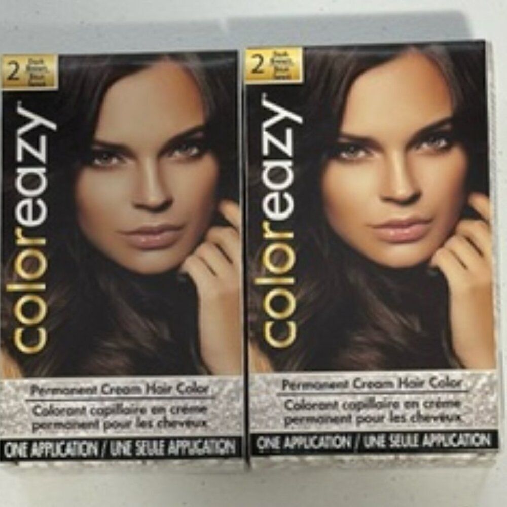NEW Set of 2 Color Eazy Permanent Cream Hair Color Dark Brown